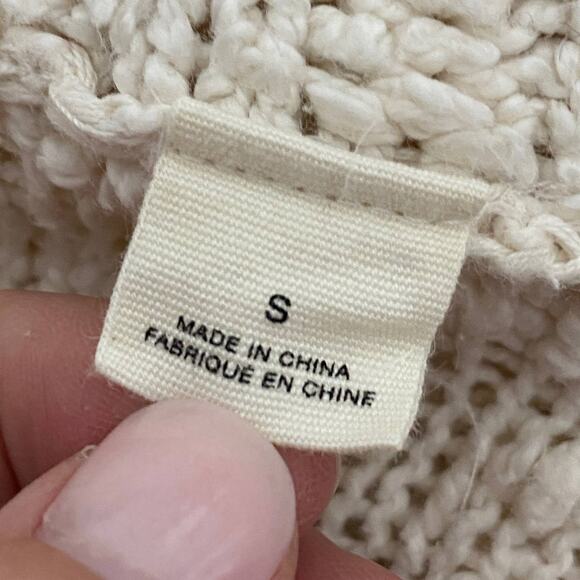 Moth Cowl Split Neck Wood Button Sweater Cream Women Small Anthropologie - Picture 11 of 12